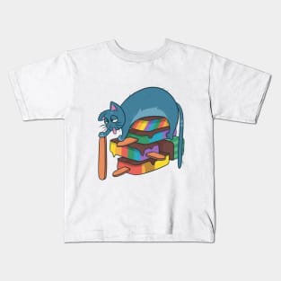 Cat with lot of ice cream Kids T-Shirt